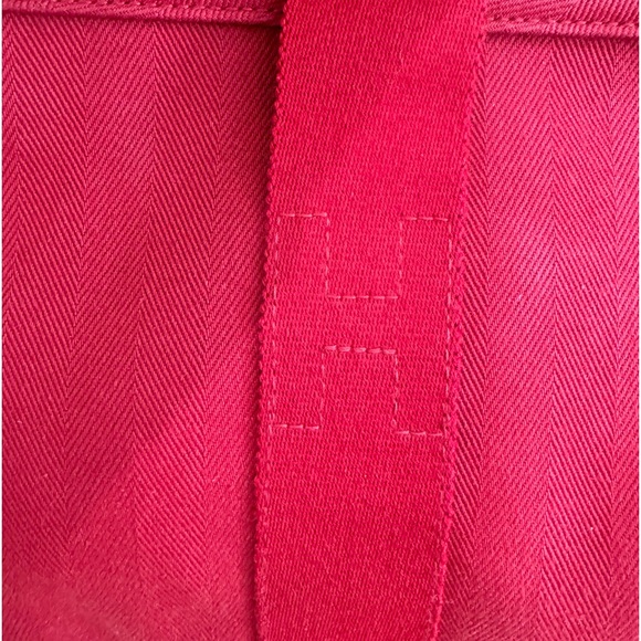 HERMES VINTAGE Valparaiso PM Long Handbag Toile Chevron Red Ladies Handbag - Picture 8 of 16